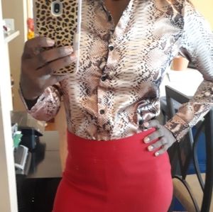 LDS Python-Print Satin Shirt - S, M & L(Final$)